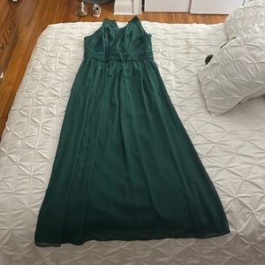 Dark Green David’s Bridal bridesmaid dress